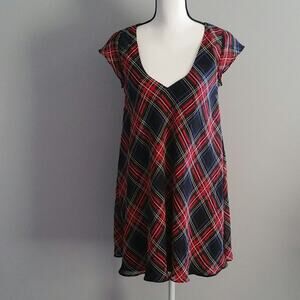 Like Mynded Plaid Short Sleeve Sheath Dress S